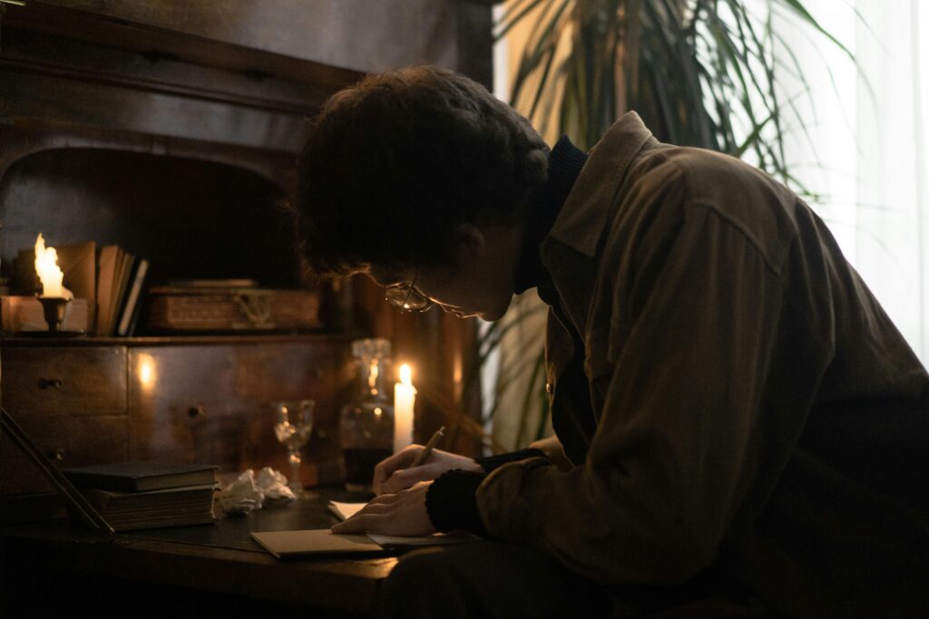 man writing